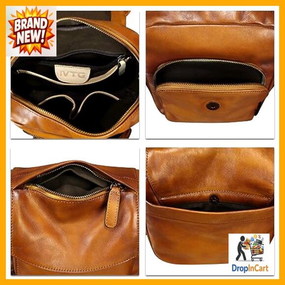 Genuine Leather Messenger Bag Vintage Retro Crossbody Shoulder Satchel Work - Picture 7 of 7